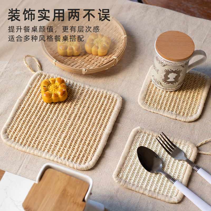 中式原木天然剑麻防烫隔热垫耐用