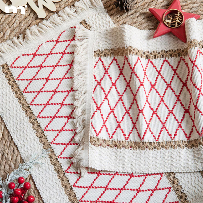 沐野 ins棉麻餐垫隔热盘子餐布西餐防烫桌垫学生餐巾摆拍背景布艺