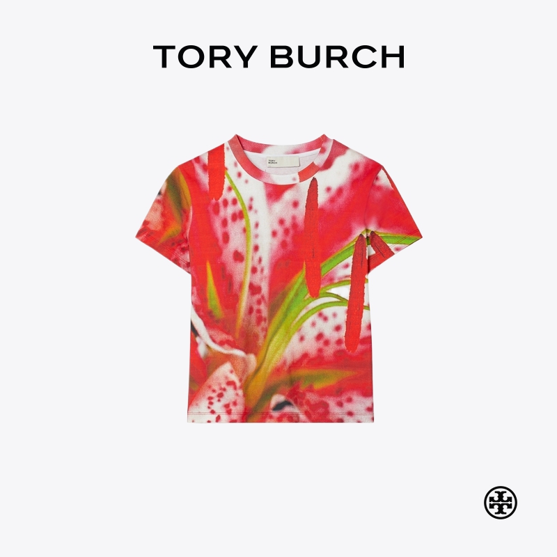 TORY BURCH 汤丽柏琦 休闲印花棉质T恤 168949