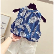 Áo crop top nữ mùa hè 2019 phiên bản Hàn Quốc mới của áo trễ vai vest áo thun mỏng cổ áo voan quây - Áo vest