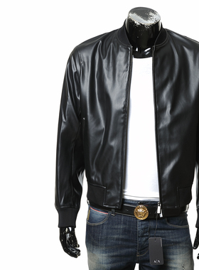Armani/阿玛尼AX 男士潮牌时尚皮衣夹克外套 XM001241 AF14863