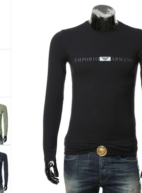 Armani/阿玛尼EA 男士时尚鹰标修身弹力打底长袖T恤 111984 4F525