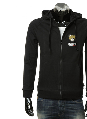moschino/莫斯奇诺男士经典小熊潮牌开衫连帽卫衣外套A1789 4409