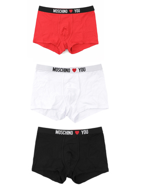 moschino/莫斯奇诺男士潮牌3件装爱心四角内裤 252V1A1340 4402