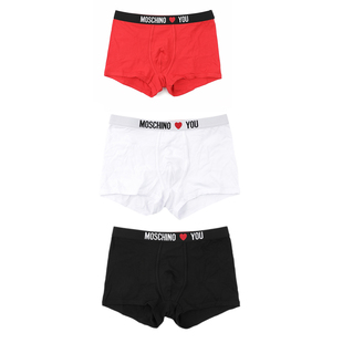 moschino/莫斯奇诺男士潮牌3件装爱心四角内裤 252V1A1340 4402