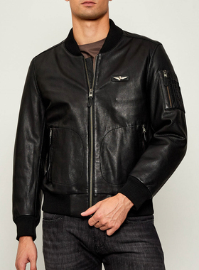 Aeronautica Militare AM男士真皮飞行夹克皮衣252PN0958UPL00305