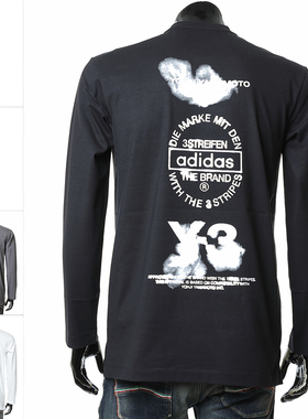 Y3 Y-3 海外直邮 男士潮牌时尚涂鸦印花LOGO圆领长袖T恤 JX4747