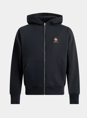 Bally/巴利轻奢大牌绣标男士简约休闲连帽卫衣外套 MJE0AZ CO227