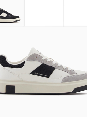 Armani/阿玛尼AX 男士潮拼色皮革低帮休闲鞋 XM001720 AF17529