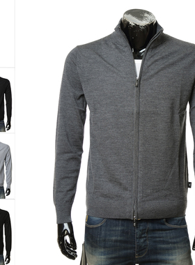 Armani/阿玛尼EA 正品 鹰标纯羊毛保暖针织开衫毛衣 8N1MUZ 1MJXZ