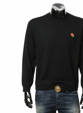 KENZO高田贤三 男士时尚潮牌小红花保暖圆领套头毛衣FF55PU7263LB