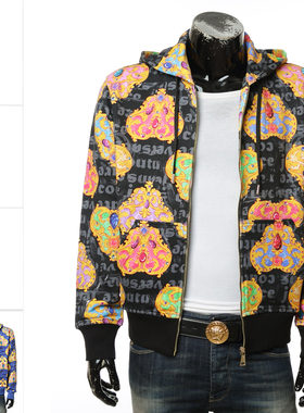 Versace/范思哲VJ 男士潮牌印花时尚开衫连帽卫衣 76GAI3Z0 FS149