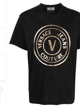 Versace/范思哲VJ 男士潮牌奢华金标圆领短袖T恤 75GAHT05 CJ00T