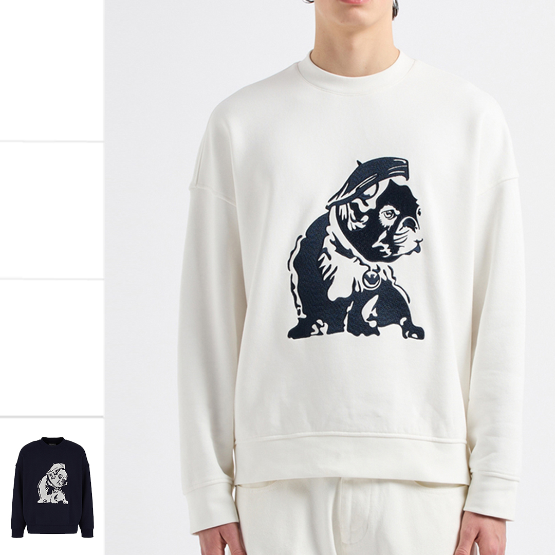 阿玛尼男士刺绣圆领卫衣