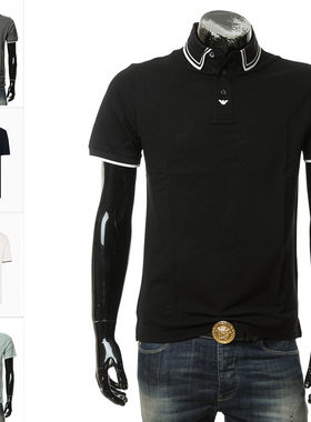 Armani/阿玛尼EA 男士刺绣鹰标商务休闲短袖POLO衫 6D1F65 1JTKZ