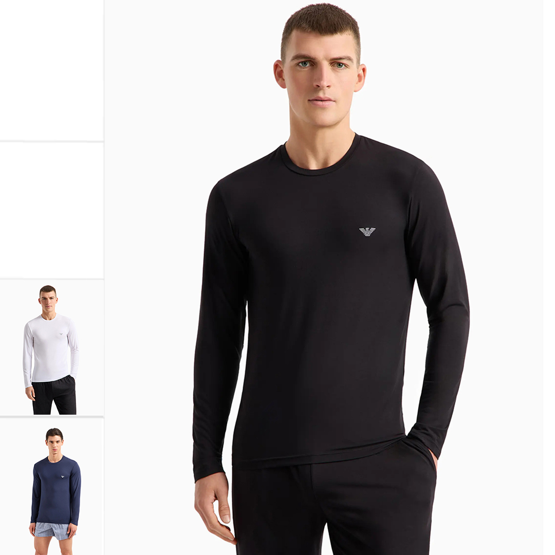 阿玛尼男士修身长袖T恤