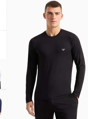 Armani/阿玛尼EA男士刺绣鹰标莫代尔弹力修身长袖T恤111984 4F511