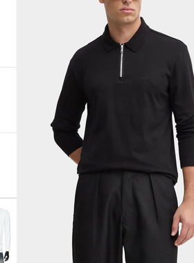 Armani/阿玛尼AX 男士纯棉半拉链领长袖POLO衫XM000059 AF103623