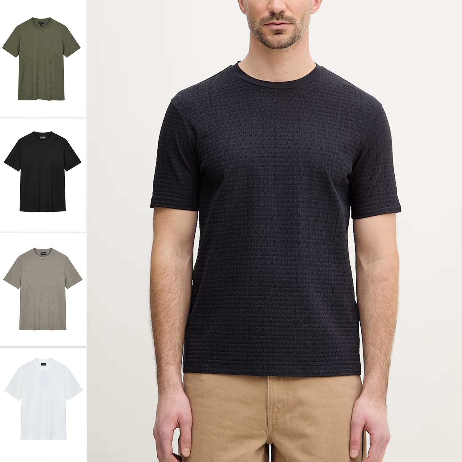 Armani/阿玛尼EA 男士时尚老花鹰标圆领短袖T恤 EM004594 AF10762 - 实物图