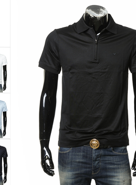 Armani/阿玛尼EA 男士鹰标丝光棉短袖POLO衫 EM001082 AF10017