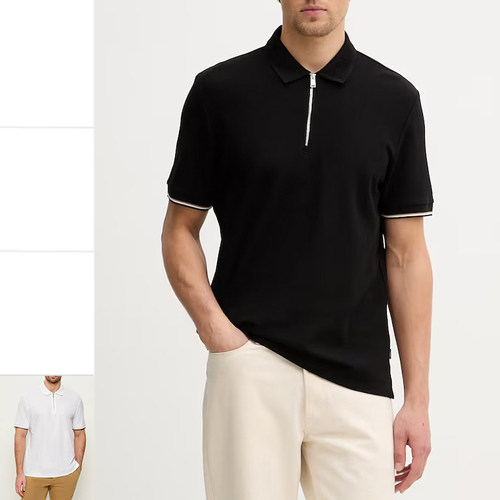 HugoBoss黑标男拉链短袖POLO衫