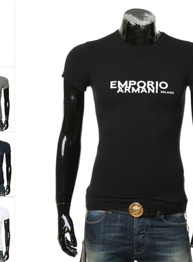 Armani/阿玛尼EA 男士鹰标修身弹力运动时尚短袖T恤 111035 2F725