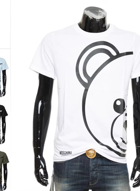 moschino/莫斯奇诺男士潮牌时尚经典小熊修身短袖T恤 A1909 8106