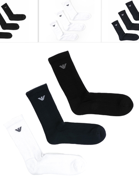 Armani/阿玛尼EA 男士时尚鹰标3双装保暖长筒袜 303133 CC300