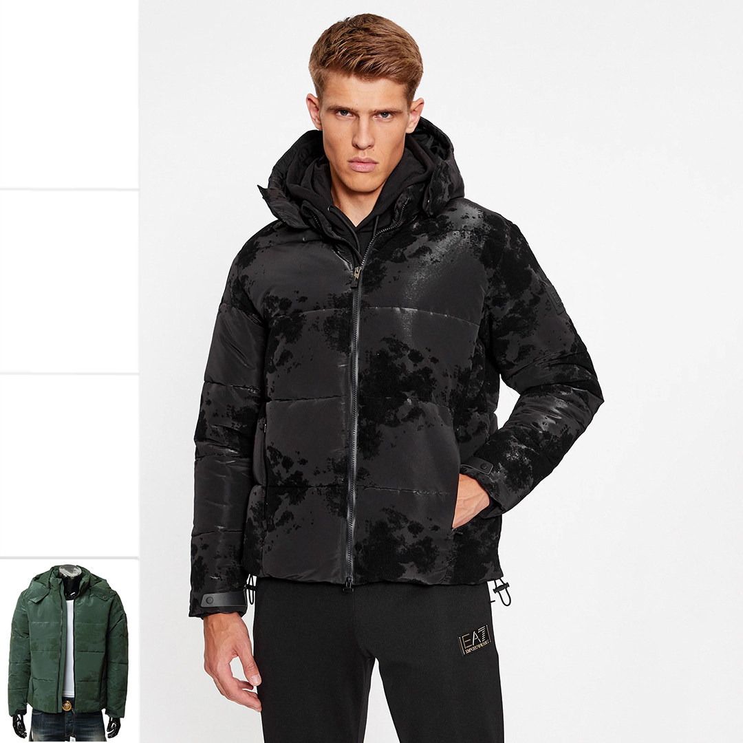 阿玛尼男士加厚连帽夹克