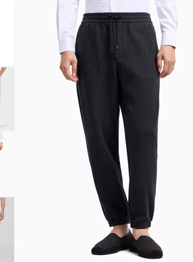 Armani/阿玛尼EA 男士满印鹰标老花长裤休闲裤 EM001106 AF13700