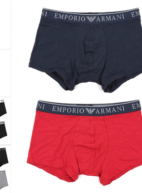 Armani/阿玛尼EA 男士舒适鹰标2件装四角裤平角内裤111769 4R720