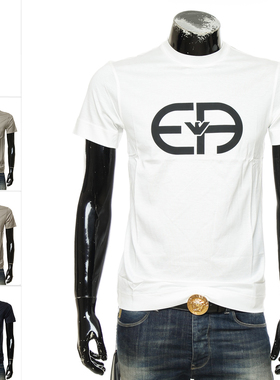 Armani/阿玛尼EA 男士时尚丝光棉鹰标短袖圆领T恤 8N1TF6 1JUVZ