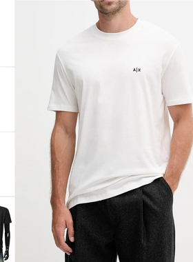 Armani/阿玛尼AX 男士刺绣时尚休闲圆领短袖T恤 XM001568 AF10358