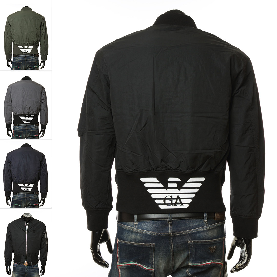 armani/阿玛尼ea 男士潮大鹰标2面穿休闲外套夹克 6l1bh4 1nmxz