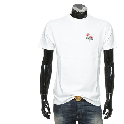 KENZO高田贤三 男士时尚潮牌情人节鲜花短袖T恤 FF65TS2594SG