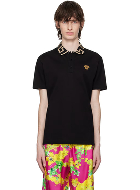 Versace/范思哲男士奢华金线刺绣美杜莎短袖POLO衫A87402 1A06199