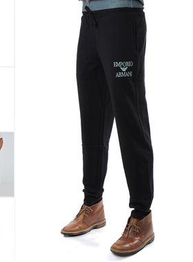 Armani/阿玛尼EA 男士刺绣鹰标毛里保暖长裤休闲裤 111873 3F571