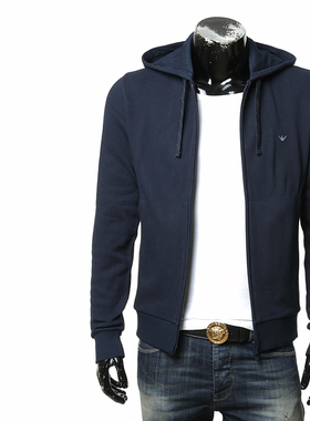 Armani/阿玛尼EA 男士刺绣鹰标开衫连帽卫衣 EM000644 AF14982