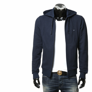 Armani/阿玛尼EA 男士刺绣鹰标开衫连帽卫衣 EM000644 AF14982