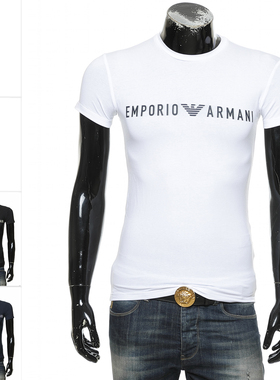 Armani/阿玛尼EA 男士鹰标修身弹力时尚短袖T恤 EM000375 AF10772