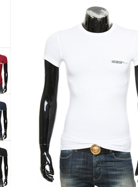 Armani/阿玛尼EA 男士简约鹰标修身弹力短袖圆领T恤111035 2R729