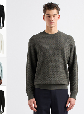 Armani/阿玛尼EA 男士时尚休闲暗条纹鹰标保暖毛衣 6D1MXN 1MKCZ