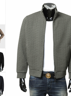 Armani/阿玛尼EA男士满印老花鹰标开衫外套卫衣EM001697 AF10013