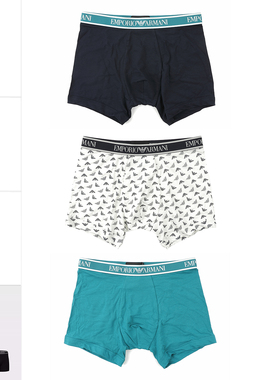 Armani/阿玛尼EA男士休闲鹰标3件装居家平角内裤EM000371 AF10779