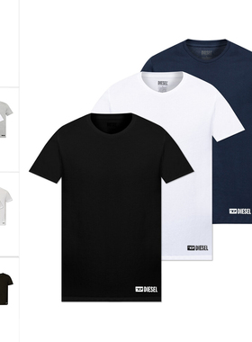 Diesel迪赛 男士时尚休闲潮牌3件装纯棉短袖T恤 A17828 0LIAD