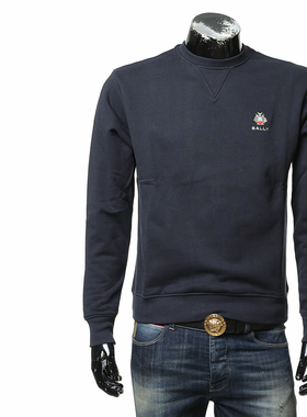 Bally/巴利经典大牌绣标男士加绒保暖圆领套头卫衣 MJE0B0 CO227
