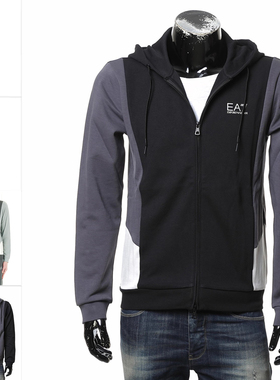 Armani/阿玛尼EA7 男士潮拼色时尚连帽开衫卫衣 7M000279 AF12660