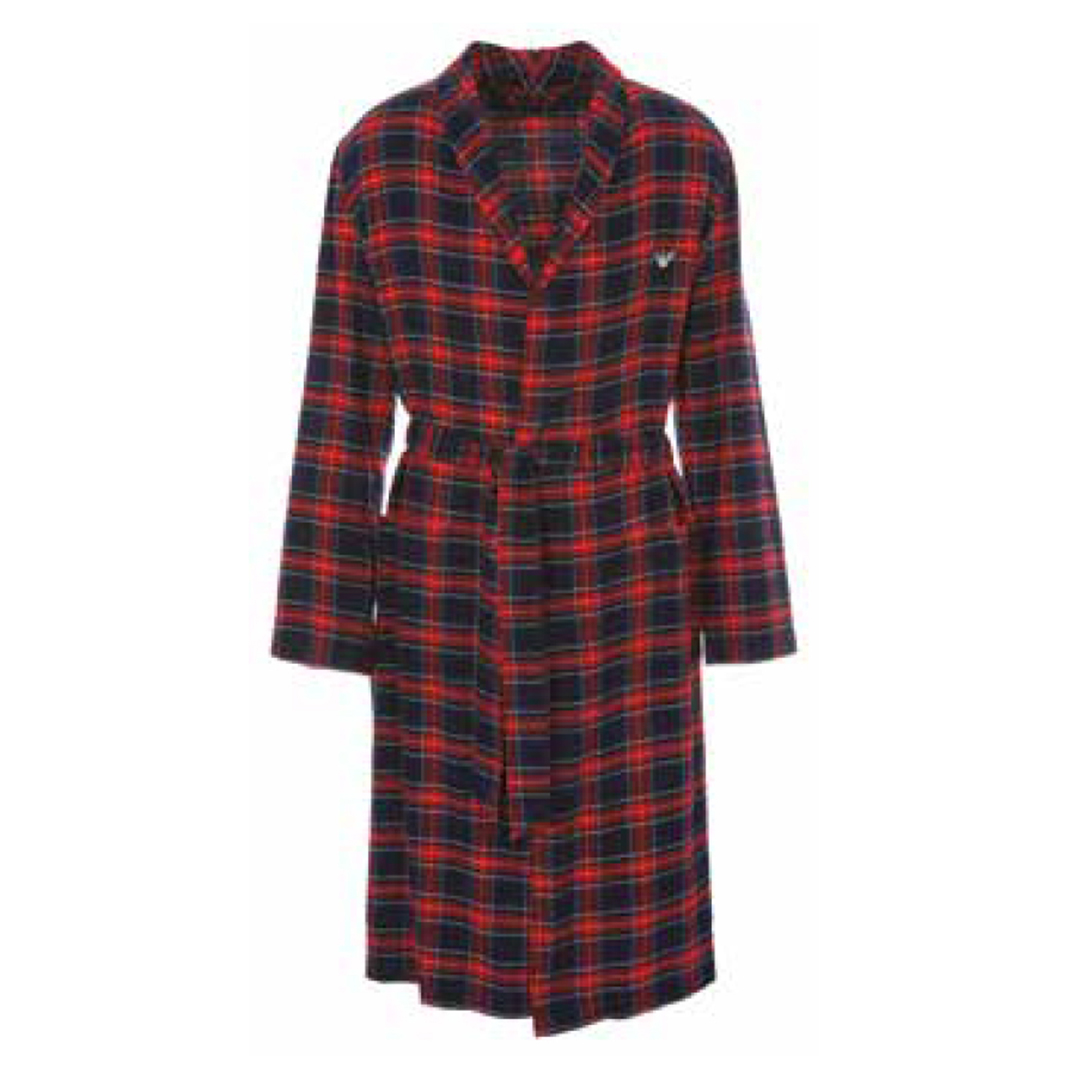 Armani/阿玛尼EA 男士长款纯棉红格子家居服睡袍 111910 3F599