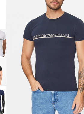 Armani/阿玛尼EA 男士时尚鹰标修身弹力圆领短袖T恤 111035 3F729