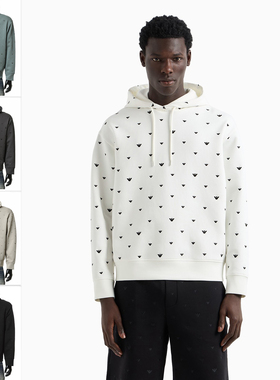 Armani/阿玛尼EA 男士刺绣鹰标连帽套头卫衣 EM001402 AF10013